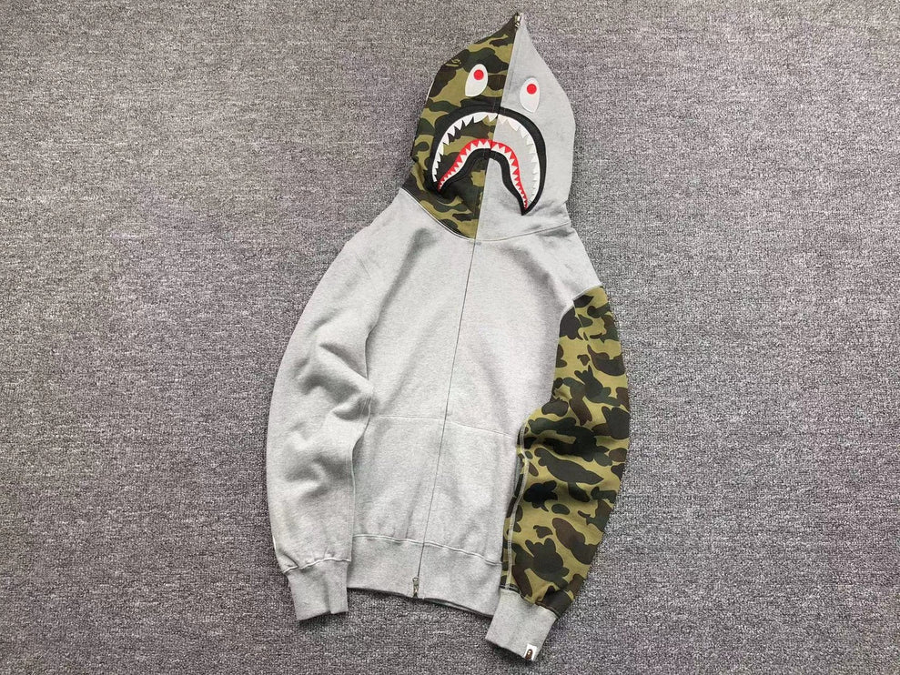 Sweat à capuche entièrement zippé BAPE GREEN CAMO GRIS