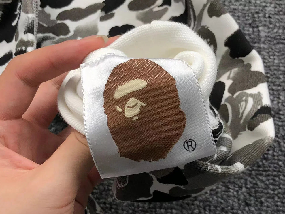 Sweat à capuche zippé intégral BAPE ABC CAMO SHARK GRIS
