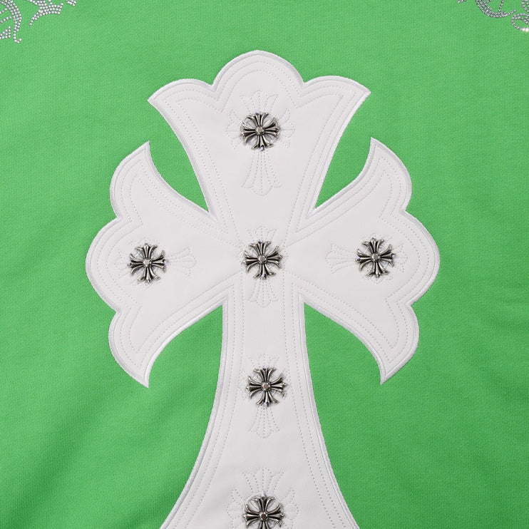 SWEAT-SHIRT CHROME HEARTS PATCH CROIX BLANCHE VERT