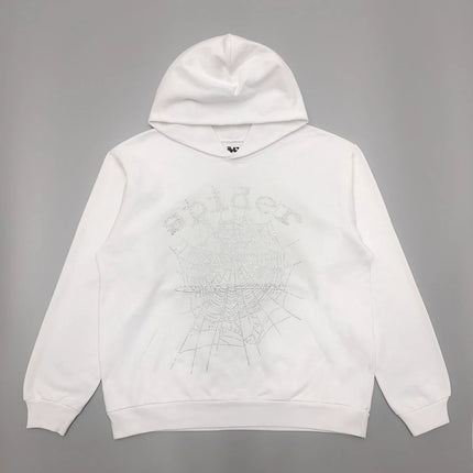 Sweat à capuche Web SP5DER OG strass blanc