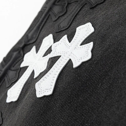 JEAN NOIR AVEC PATCH CROIX BLANCHE CHROME HEARTS