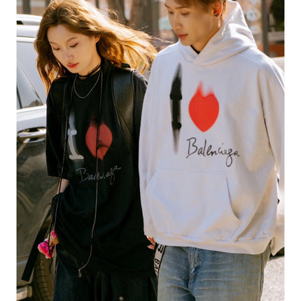 Balenciaga White Hoodie with "I Love" Graphic