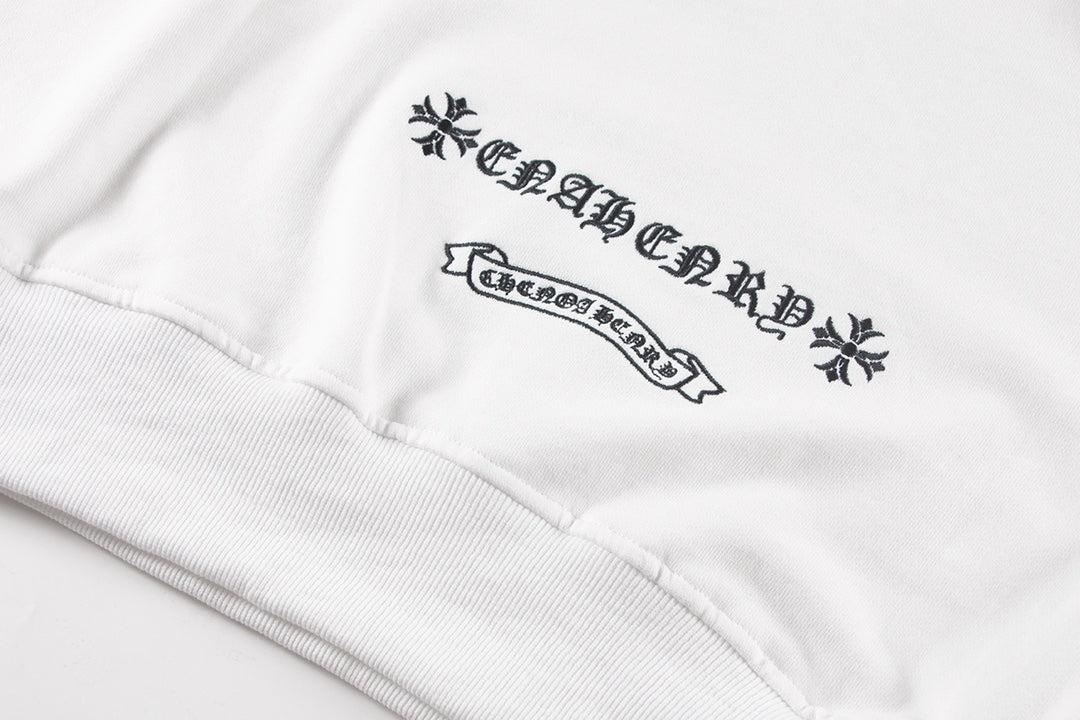SWEAT-SHIRT BLANC AVEC PATCH CROIX CHROME HEARTS