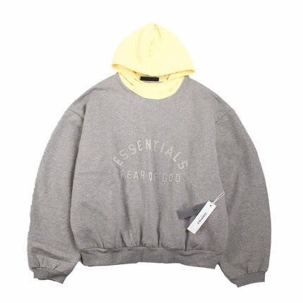 Sweat à capuche Fear of God Essentials - Gris avec capuche jaune