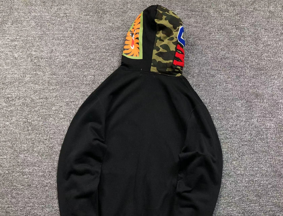 Sweat à capuche entièrement zippé BAPE Shark noir
