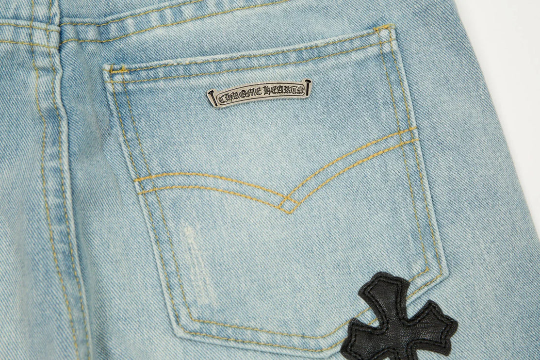JEAN BLEU BRODÉ CHROME HEARTS SEX