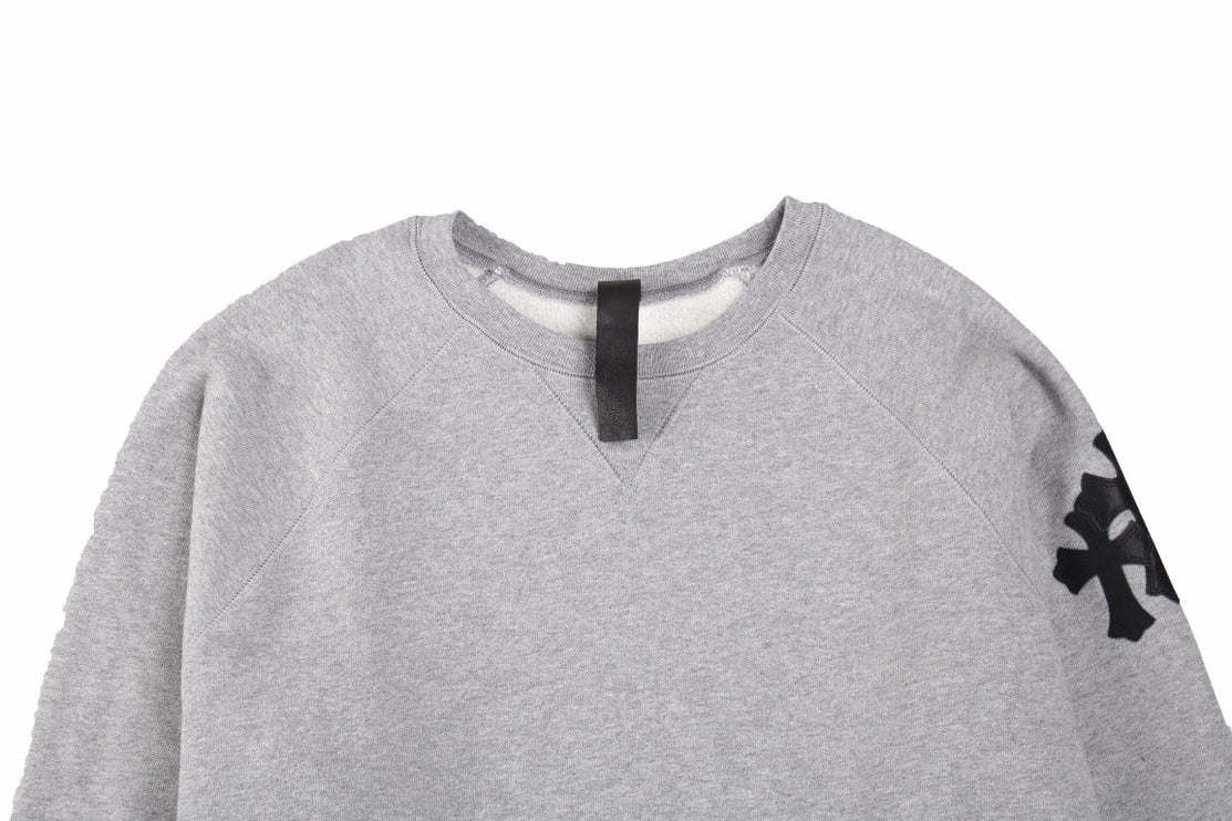 SWEAT-SHIRT CHROME HEARTS CROSS PATCH GRIS
