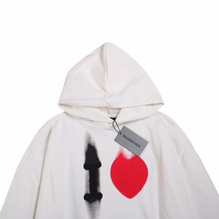 Balenciaga White Hoodie with "I Love" Graphic