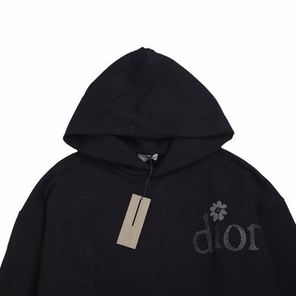 DIOR FLOWER LOGO HOODIE BLACK
