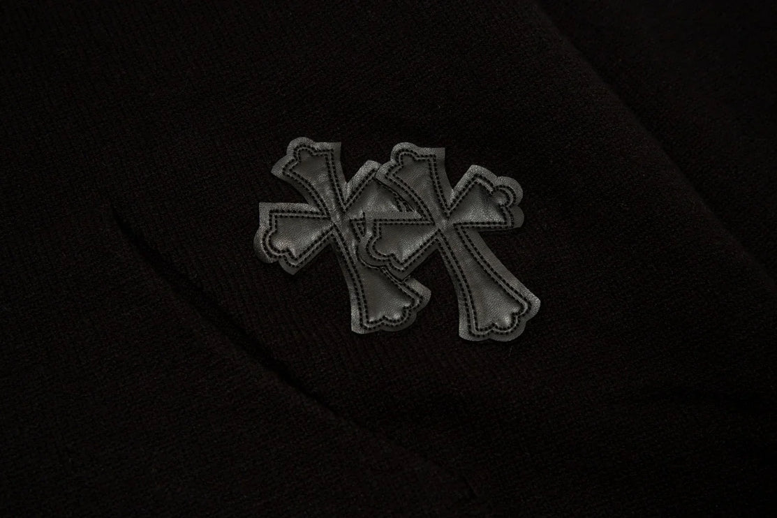 Sweat à capuche avec patch croix noire Chrome Hearts Noir
