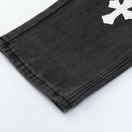 JEAN NOIR AVEC PATCH CROIX BLANCHE CHROME HEARTS