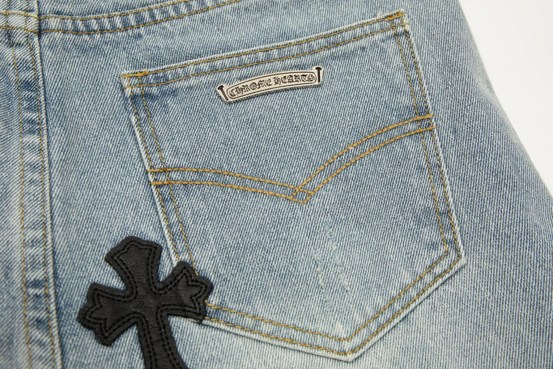 JEAN CHROME HEARTS CROSS PATCH BLEU VINTAGE