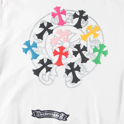 Sweat-shirt blanc avec logo fer à cheval et croix colorée CHROME HEARTS