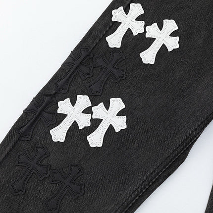 JEAN NOIR AVEC PATCH CROIX BLANCHE CHROME HEARTS
