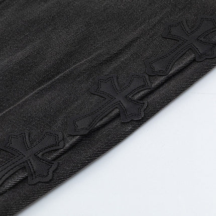 JEAN NOIR AVEC PATCH CROIX BLANCHE CHROME HEARTS