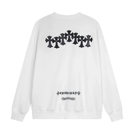 SWEAT-SHIRT BLANC AVEC PATCH CROIX CHROME HEARTS