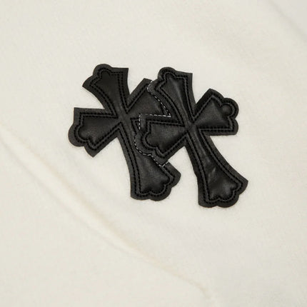 Sweat à capuche avec patch croix noire Chrome Hearts blanc