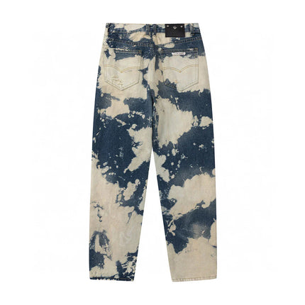 JEAN CHROME HEARTS TIE DYE BLANC ORANGE AVEC PATCH CROIX