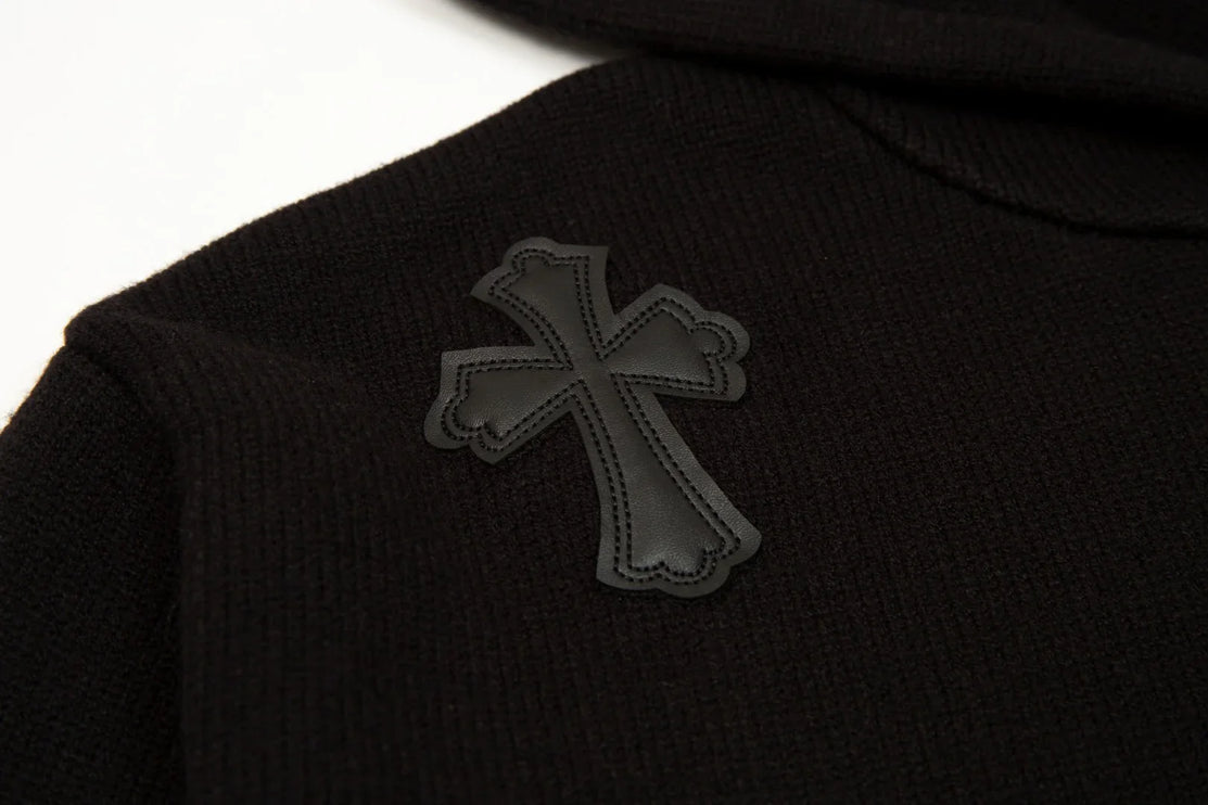 Sweat à capuche avec patch croix noire Chrome Hearts Noir
