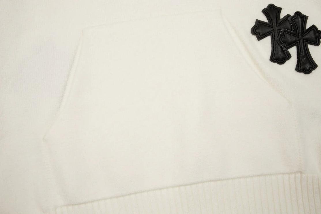 Sweat à capuche avec patch croix noire Chrome Hearts blanc