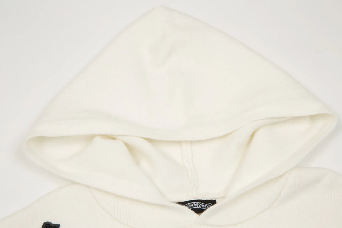 Sweat à capuche avec patch croix noire Chrome Hearts blanc