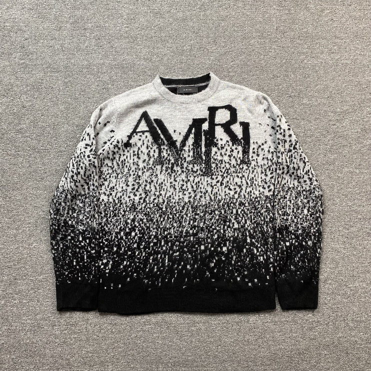 PULL AMIRI COL ROND DÉGRADÉ GRIS