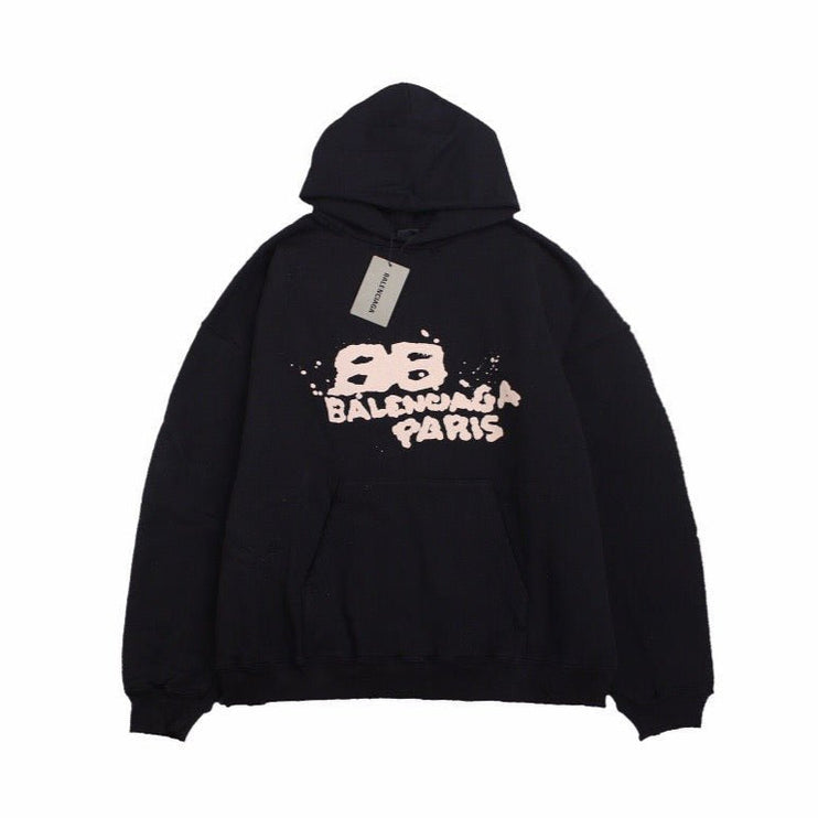 BALENCIAGA GRAFFITI LOGO HOODIE BLACK