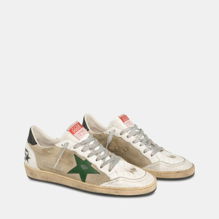 GOLDEN GOOSE Ball Star Sneakers In Leather And Mesh With Black Heel Tab
