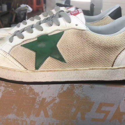 GOLDEN GOOSE Ball Star Sneakers In Leather And Mesh With Black Heel Tab
