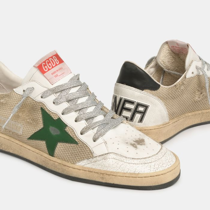 GOLDEN GOOSE Ball Star Sneakers In Leather And Mesh With Black Heel Tab