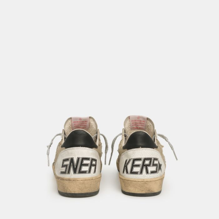GOLDEN GOOSE Ball Star Sneakers In Leather And Mesh With Black Heel Tab