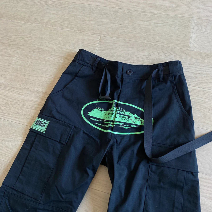 PANTALON CARGO CORTEIZ ALCATRAZ NOIR/VERT
