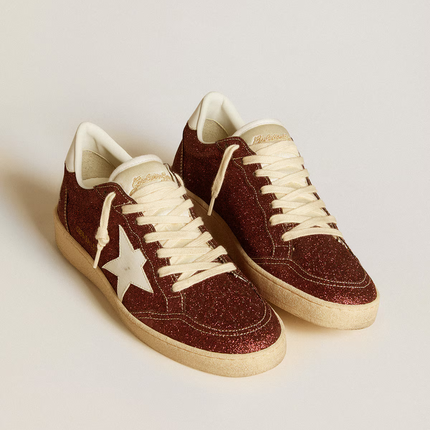 Golden Goose Ball Star – Burgundy Glitter with White Star