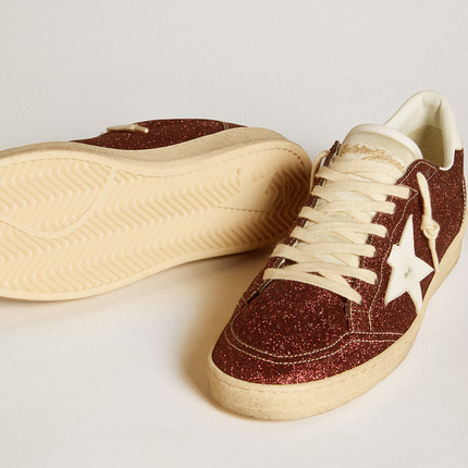 Golden Goose Ball Star – Burgundy Glitter with White Star