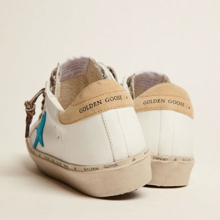 GOLDEN GOOSE Star Ltd Sneakers With Silver Glitter Tongue And Cyan-blue Suede Star