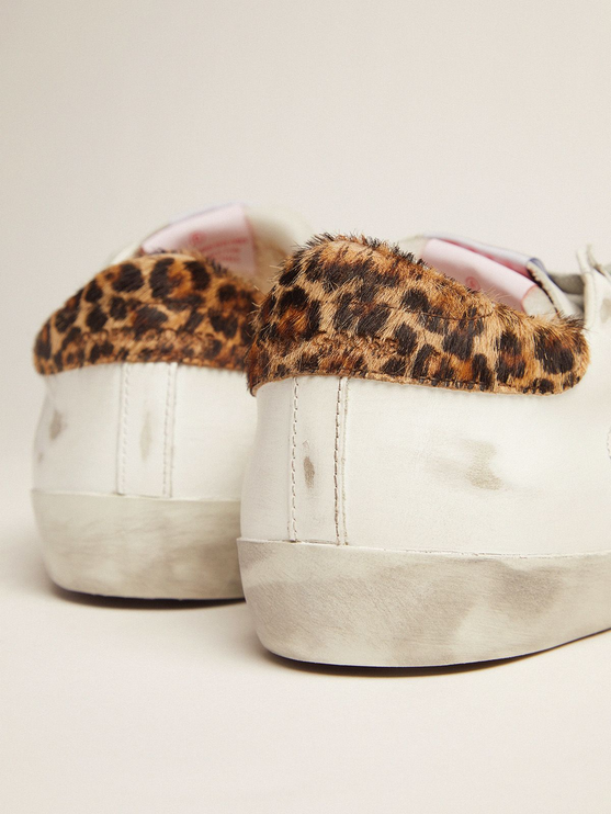 GOLDEN GOOSE Men’s Lab Limited Edition Super-star Sneakers With Double Tongue And Leopard-print Heel Tab