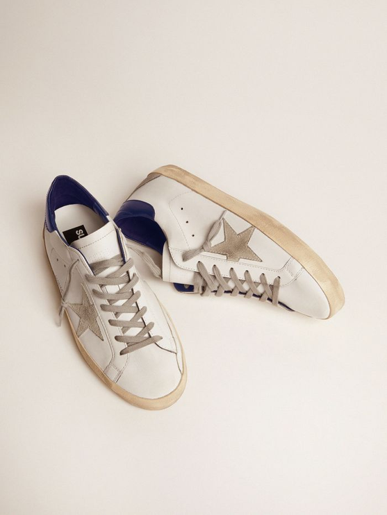 GOLDEN GOOSE Men’s Super-star Sneakers With Suede Star And Blue Heel Tab