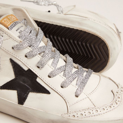 GOLDEN GOOSE Mid-star Sneakers With Laminated Heel Tab And Glittery Laces