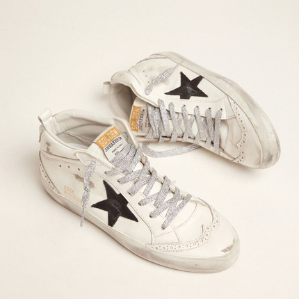 GOLDEN GOOSE Mid-star Sneakers With Laminated Heel Tab And Glittery Laces