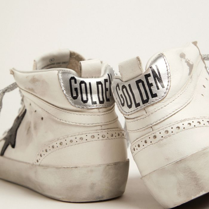 GOLDEN GOOSE Mid-star Sneakers With Laminated Heel Tab And Glittery Laces