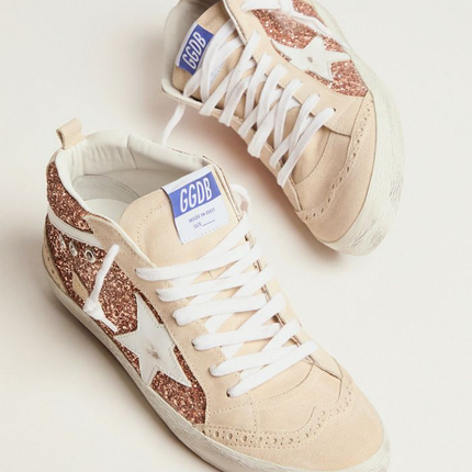 GOLDEN GOOSE Mid Star Sneakers With Pink-gold Glitter