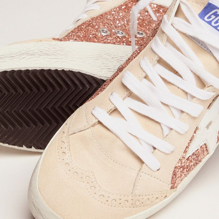 GOLDEN GOOSE Mid Star Sneakers With Pink-gold Glitter