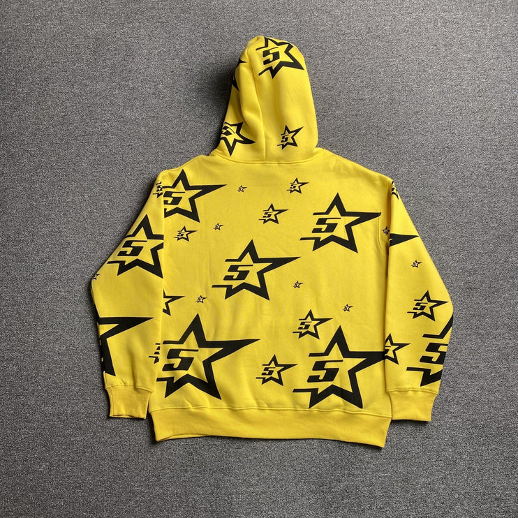 Sweat à capuche SP5DER 5 étoiles jaune