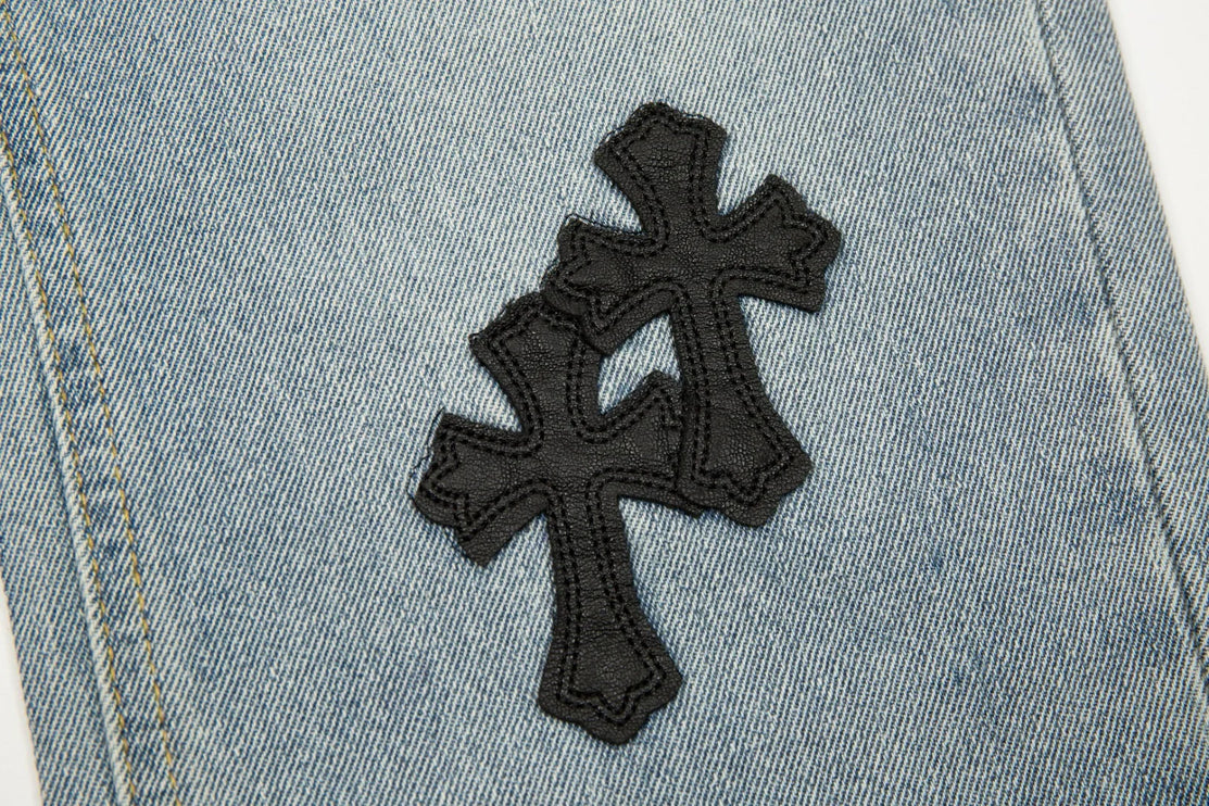 JEAN CHROME HEARTS CROSS PATCH BLEU VINTAGE