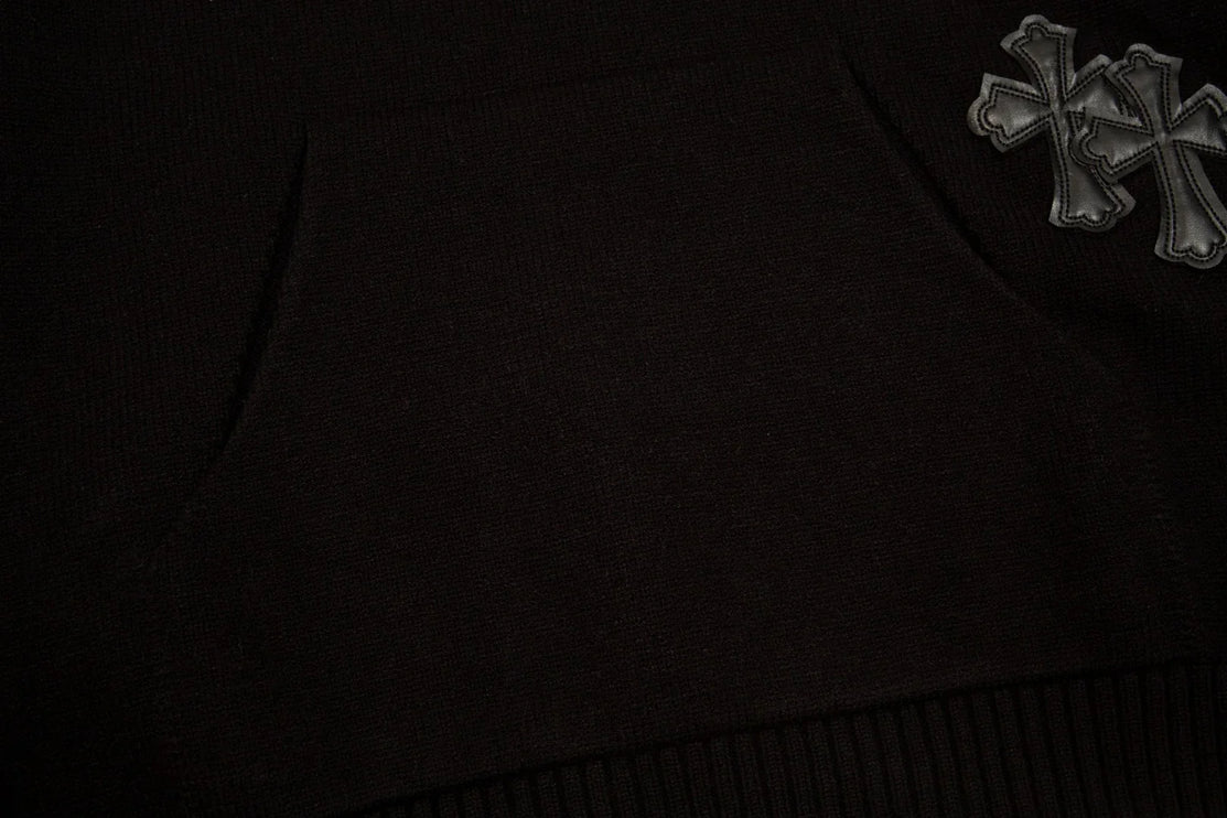 Sweat à capuche avec patch croix noire Chrome Hearts Noir
