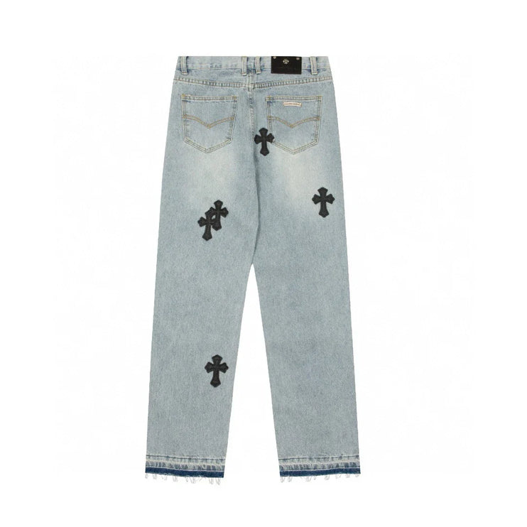 JEAN CHROME HEARTS CROSS PATCH BLEU VINTAGE
