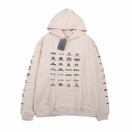 Balenciaga Beige Multilogo Hoodie