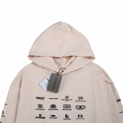 Balenciaga Beige Multilogo Hoodie