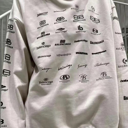 Balenciaga Beige Multilogo Hoodie