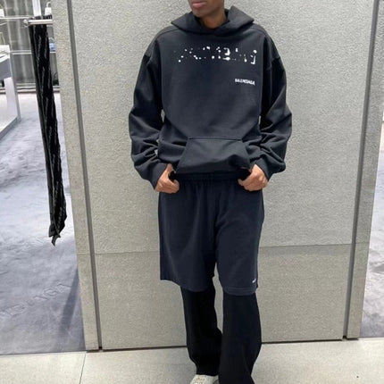 Balenciaga Black Distorted Logo Hoodie